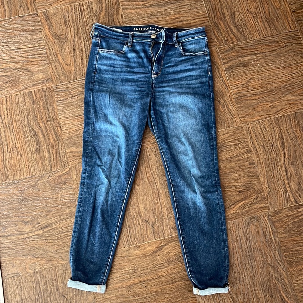 American Eagle stretch skinny jeans, dark denim, good condition, size 10